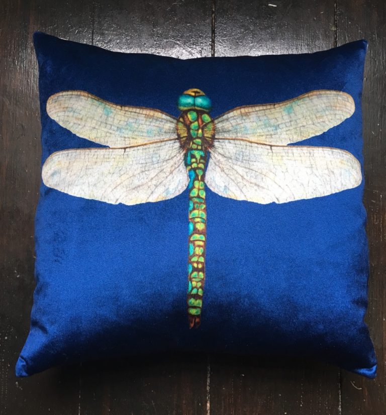 Dragonfly cushion velvet chenille Love Tuppence