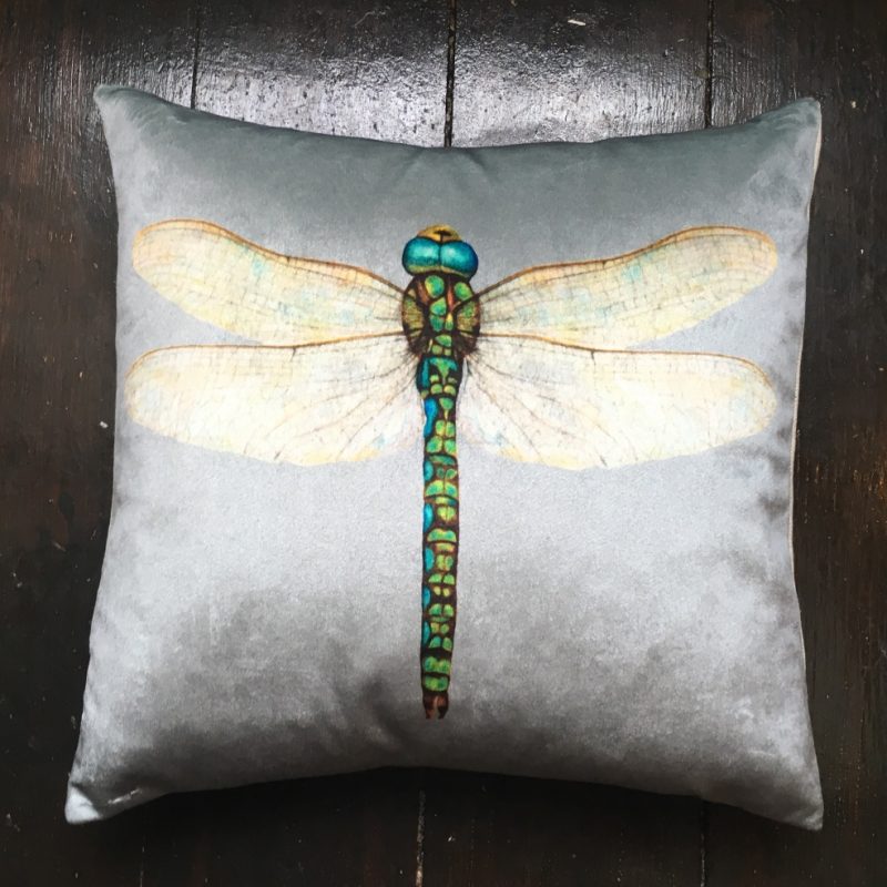 Dragonfly cushion velvet chenille Love Tuppence